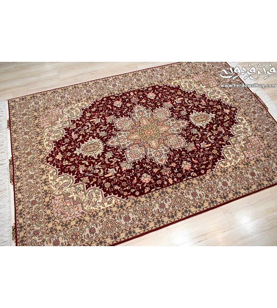 Handwoven 3-meter rug with Harris copper design, crafted in Tabriz weave, perfect for adding warmth and style to living spaces.