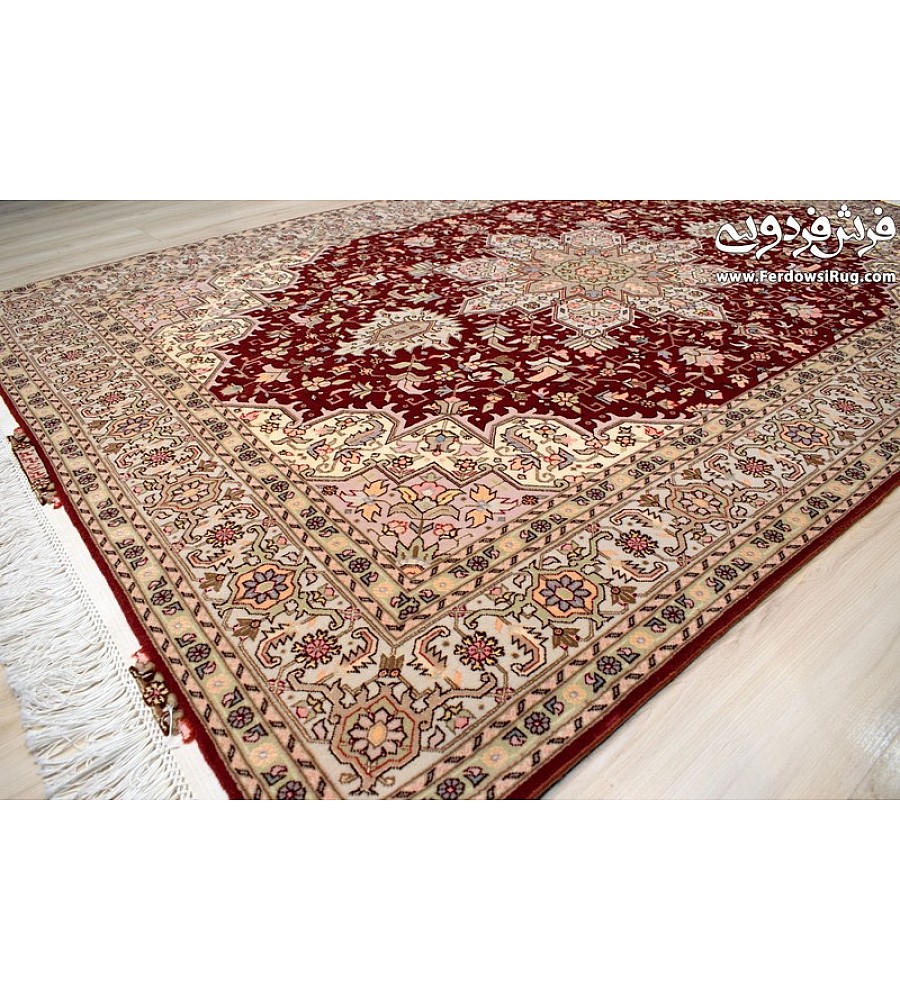 Handwoven 3-meter rug with Harris copper design, crafted in Tabriz weave, perfect for adding warmth and style to living spaces.