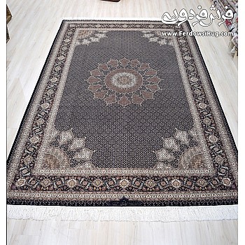 جفت فرش دستباف 6 متری عبداللهی ترنج خورشیدی جدیدسرمه ای تبریز