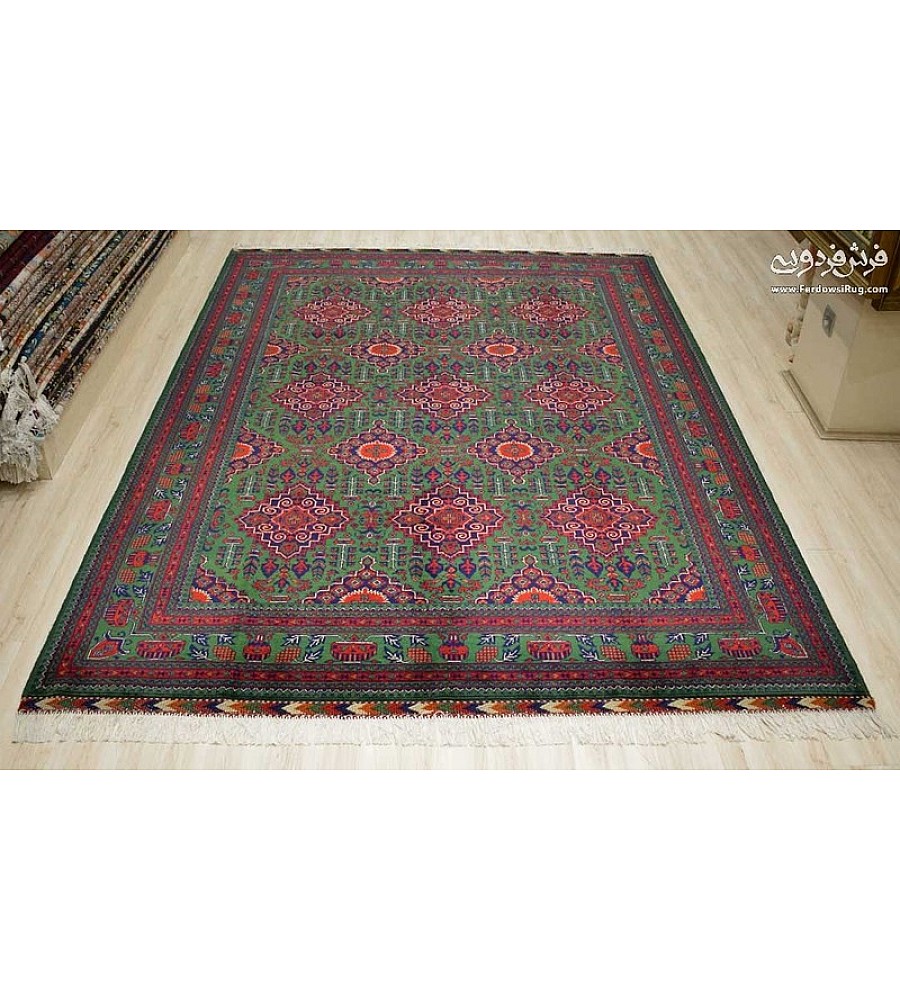 فرش دستباف 6 متری مدرن طرح خان محمدی خراسان با رنگ های اصیل مناسب دکوراسیون منزل | خرید فرش فردوسی