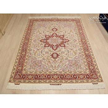 فرش دستباف 6 متری طرح هریس کرم تبریز