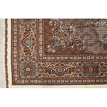 فرش دستباف جفت ۹ متری طرح ریزماهی کمال‌الملک موج مهر تبریز