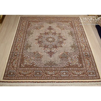 فرش دستباف جفت ۹ متری طرح ریزماهی کمال‌الملک موج مهر تبریز