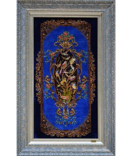 Qom hand-woven carpet panel with bird garden design TableauRug