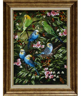Tabriz hand-woven bird pattern carpet TableauRug