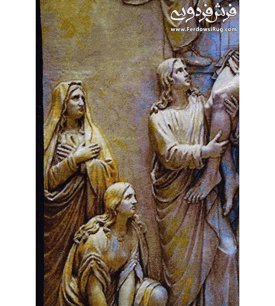 تابلو فرش دستباف زینتی طرح مسیح زمینه روشن اثر هنرمندان تبریز مناسب دکوراسیون منزل