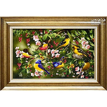 Tabriz handmade wall rug with Sparrow garden design