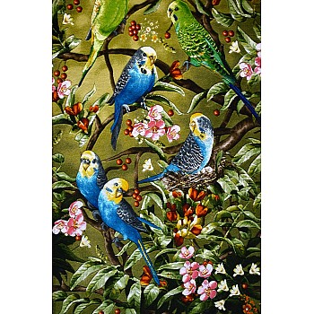 Tabriz handmade wall rug with Colorful birds design