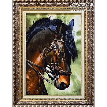 تابلو فرش دستباف طرح اسب عربی بافت تبریز 
