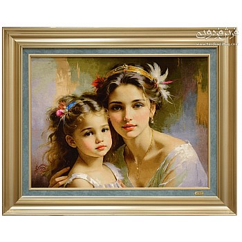 تابلوفرش دستباف طرح پرتره مادر دختر بافت تبریز 