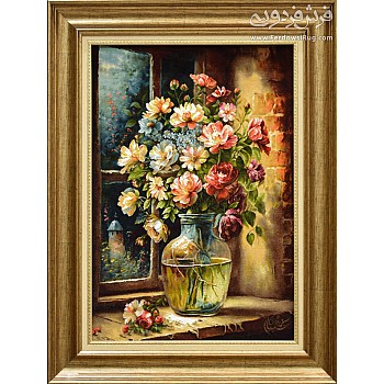 Tabriz handmade wall rug withSingle rose branch design