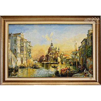 تابلو فرش دستباف طرح اسکله ونیز ایتالیا بافت تبریز