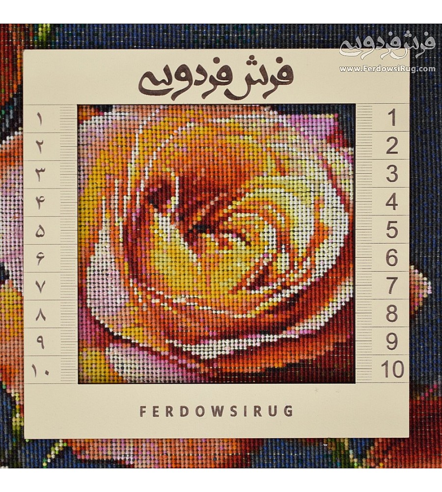 Handwoven wall carpet featuring a golden rose design inspired by Tabriz craftsmanship, perfect for elegant home decor.