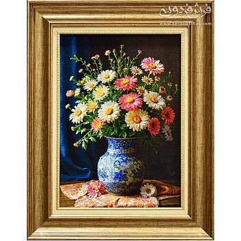 Tabriz handmade wall rug with Dark background flower design