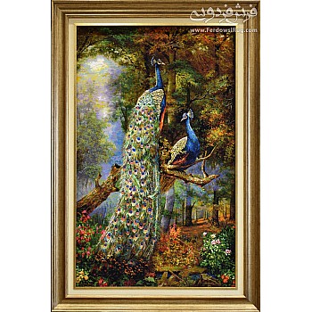 تابلوفرش دستباف طرح طاووس بافت تبریز 