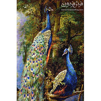 تابلوفرش دستباف طرح طاووس بافت تبریز 