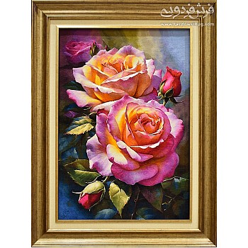 Tabriz handmade wall rug with rose branch design