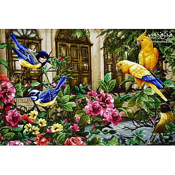 Handwoven Wall Carpet Bird Garden Design Tabriz