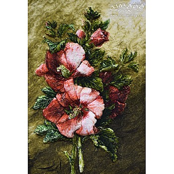 Tabriz handmade wall rug with yellow rose branch design