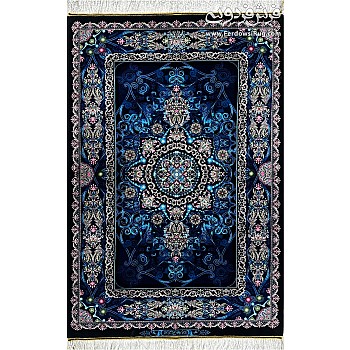 Handwoven carpet, Zar-o-Charak, pure silk, galaxy design, woven in Qom