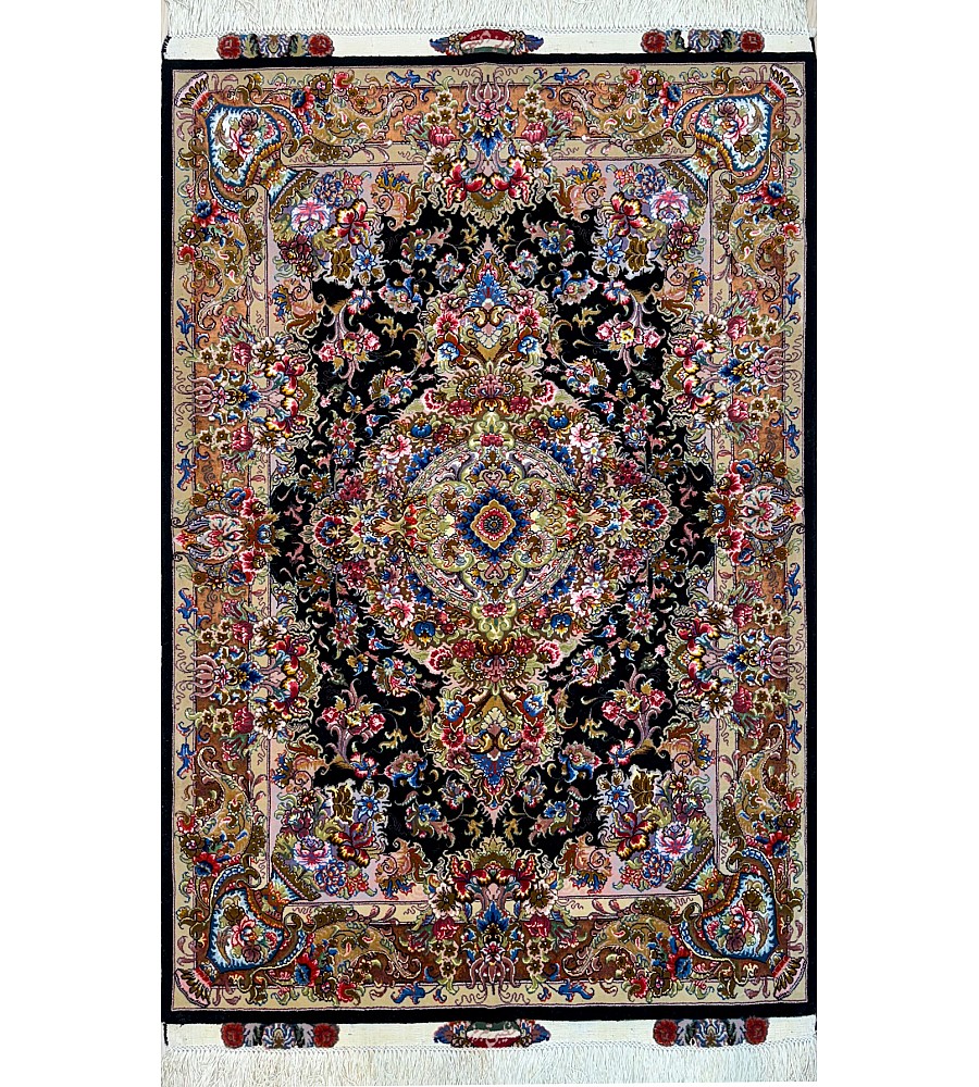 فرش دستباف ذرع و نیم خطیبی طرح گلدانی بافت تبریز کیفیت بالا مناسب دکوراسیون کلاسیک