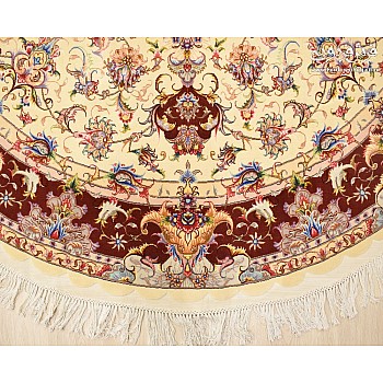 فرش دستباف تبریز طرح علیا دایره‌ای چله نخ سایز ۲ در ۲ متری