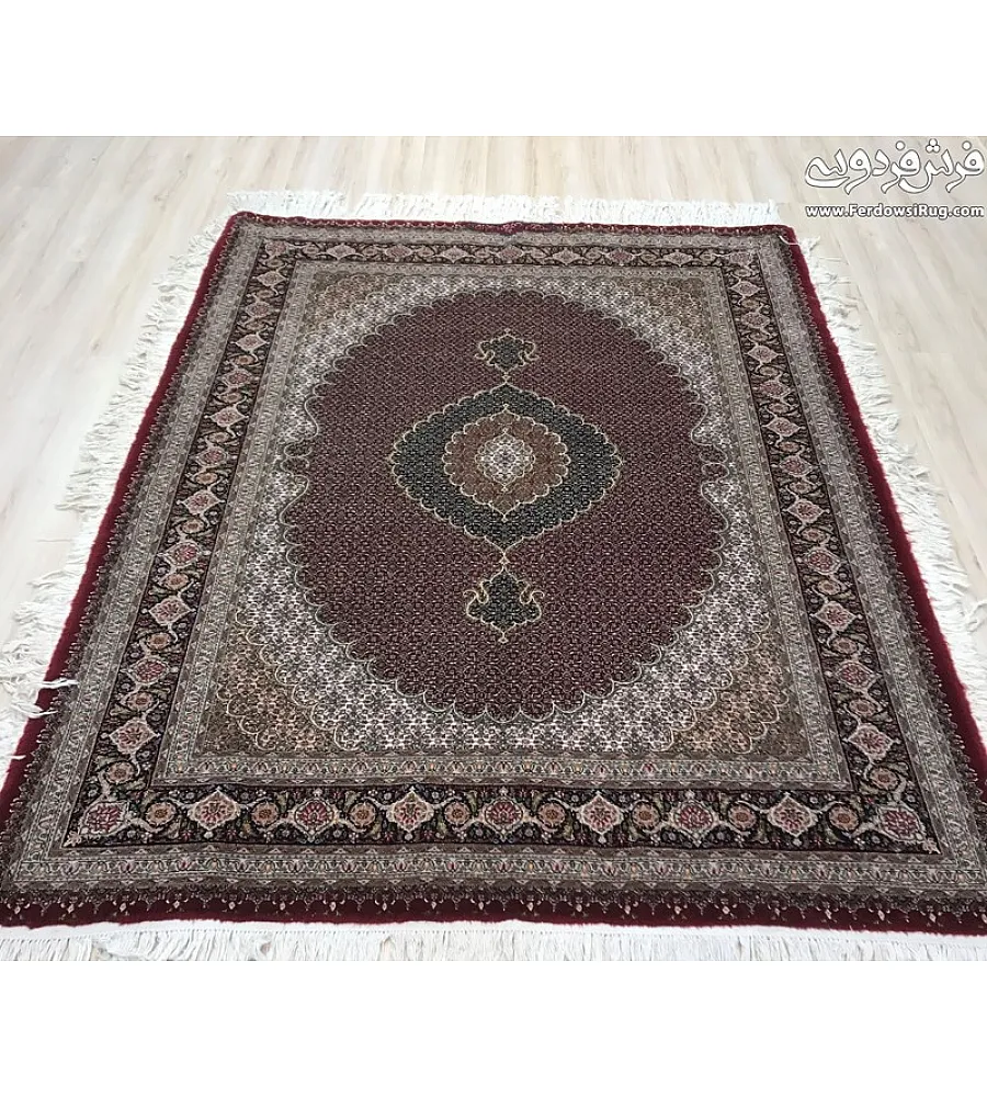 Handmade Tabriz rug, 3 meters, Rizmahi-Abdollahi design, crafted with intricate patterns and premium materials for elegant decor