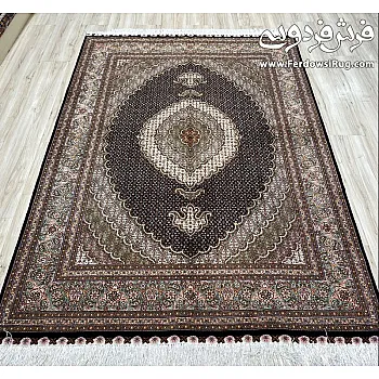 Handwoven Carpet 3-meter Rug, Fine Fish Design, Kamal-ol-Molk, Tabriz Weave