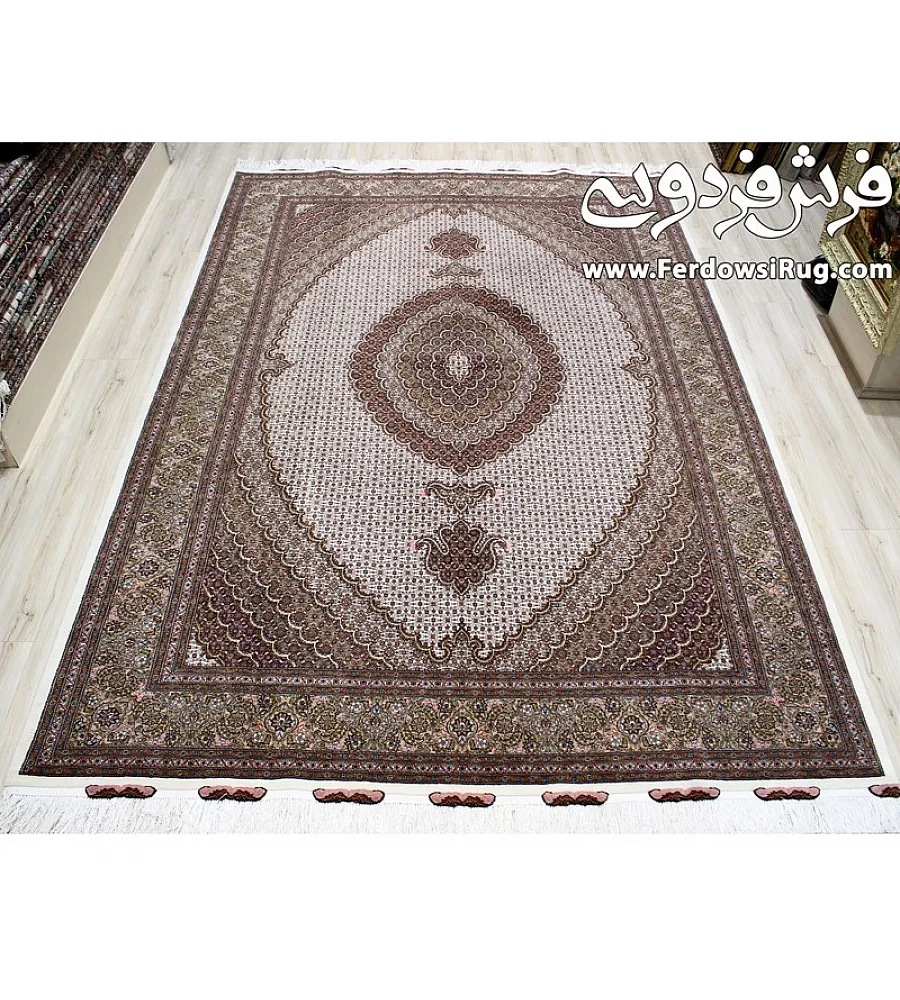 Handwoven 6-meter carpet with intricate fine fish design, Kamal-ol-Molk Tabriz weave, premium Persian craftsmanship