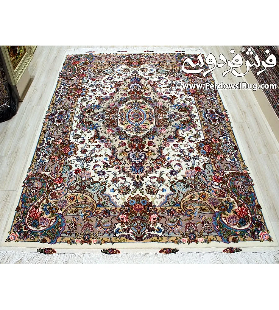 Handmade Iranian rug, 6 meters, featuring intricate Khatibi design, perfect for home decor with authentic craftsmanship.