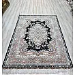 Handwoven 3-meter rug with wave design, black and brown border, Tabriz-style carpet, perfect for living room or home decor.