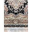 Handwoven 3-meter rug with wave design, black and brown border, Tabriz-style carpet, perfect for living room or home decor.