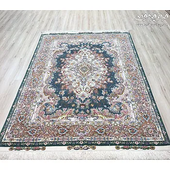 فرش دستباف ۳ متری موج مهر سبز کارکرده بافت تبریز