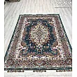 Handwoven 3-meter carpet, Moj-e Mehr Sabz design, traditional Tabriz style, green tones, Persian craftsmanship.