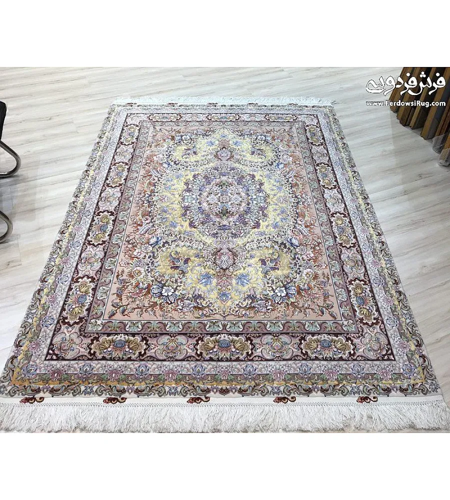 جفت فرش دستباف قالیچه 3 متری نوین فر تبریز با طرح سنتی و رنگ بندی زیبا مناسب دکوراسیون کلاسیک و مدرن