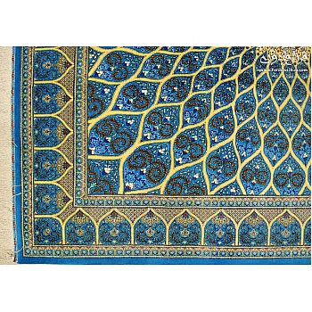 فرش دستباف قم تمام ابریشم طرح شیخ صفی سایز ۲ در ۲ متری