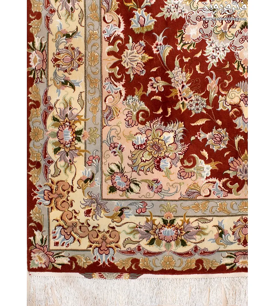 Handmade 3-meter Tabriz rug with intricate NOURI GHALAM design, crafted with premium materials for elegant home decor.