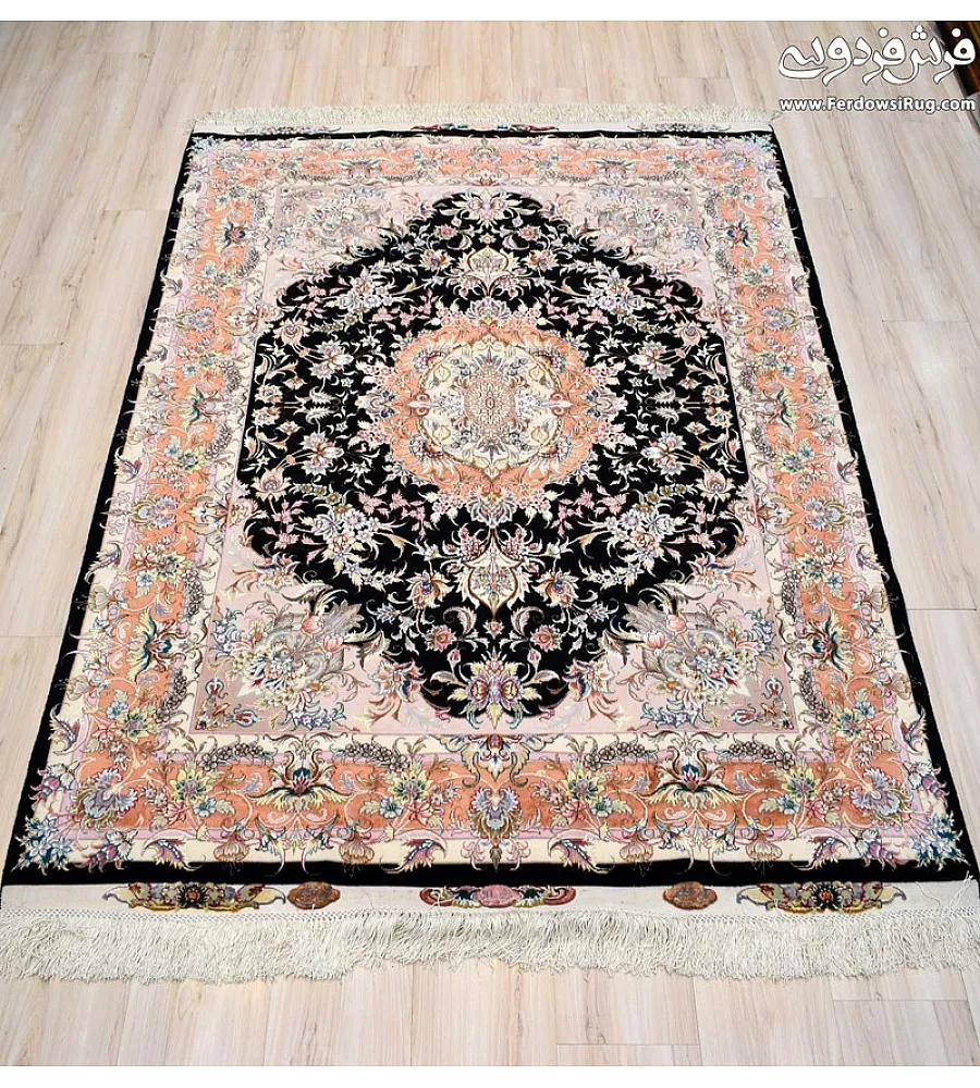Handmade Tabriz rug, 3 meters, featuring intricate Khatibi design, perfect for elegant home decor and traditional aesthetics.
