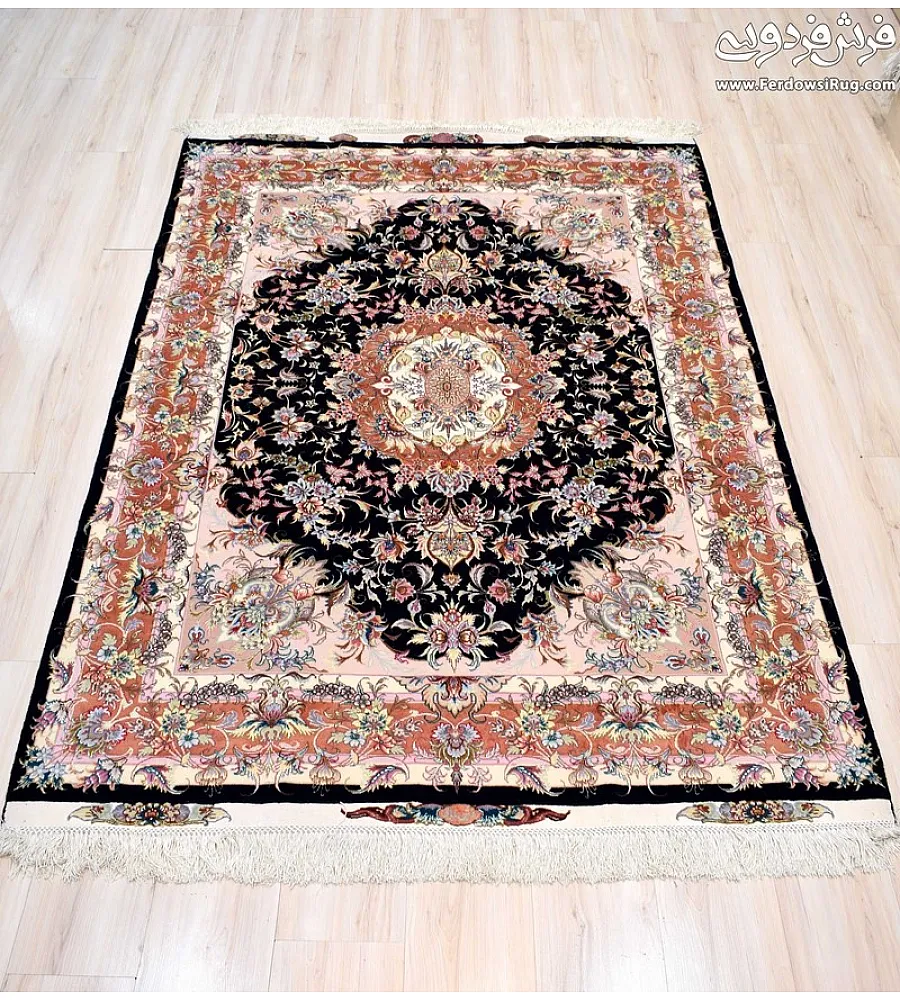 Handmade Tabriz rug, 3 meters, featuring intricate Khatibi design, perfect for elegant home decor and traditional aesthetics.