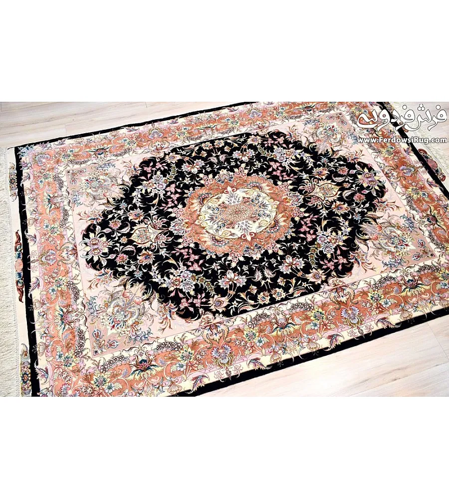 Handmade Tabriz rug, 3 meters, featuring intricate Khatibi design, perfect for elegant home decor and traditional aesthetics.