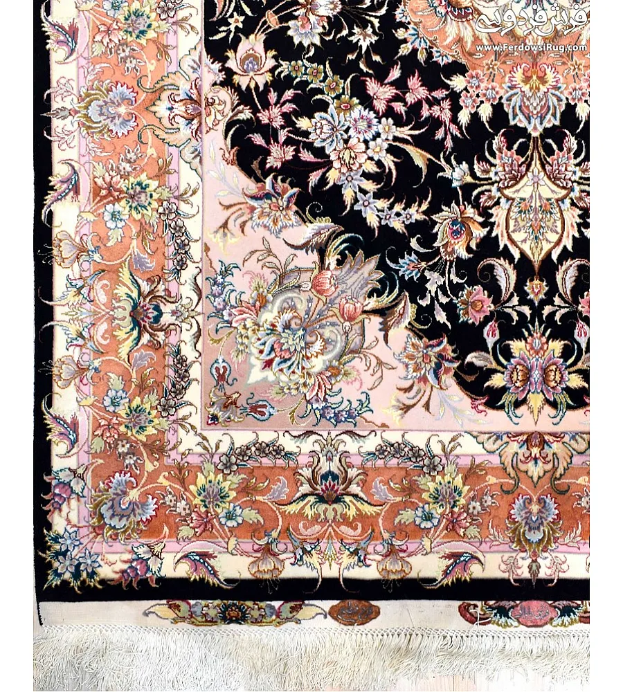 Handmade Tabriz rug, 3 meters, featuring intricate Khatibi design, perfect for elegant home decor and traditional aesthetics.