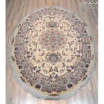 Oval Handwoven Carpet 3 Meters Tabriz Weave