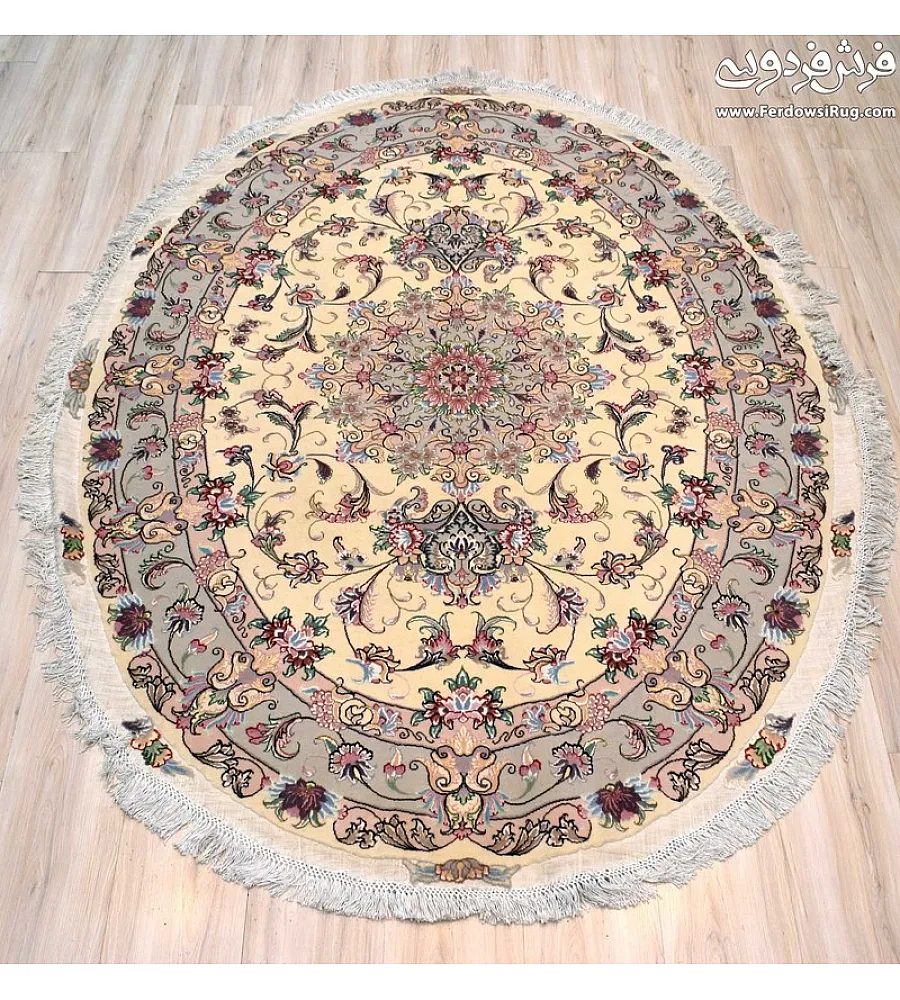 Oval handwoven carpet with intricate Tabriz weave design, 3 meters long, perfect for enhancing living room or dining space decor.