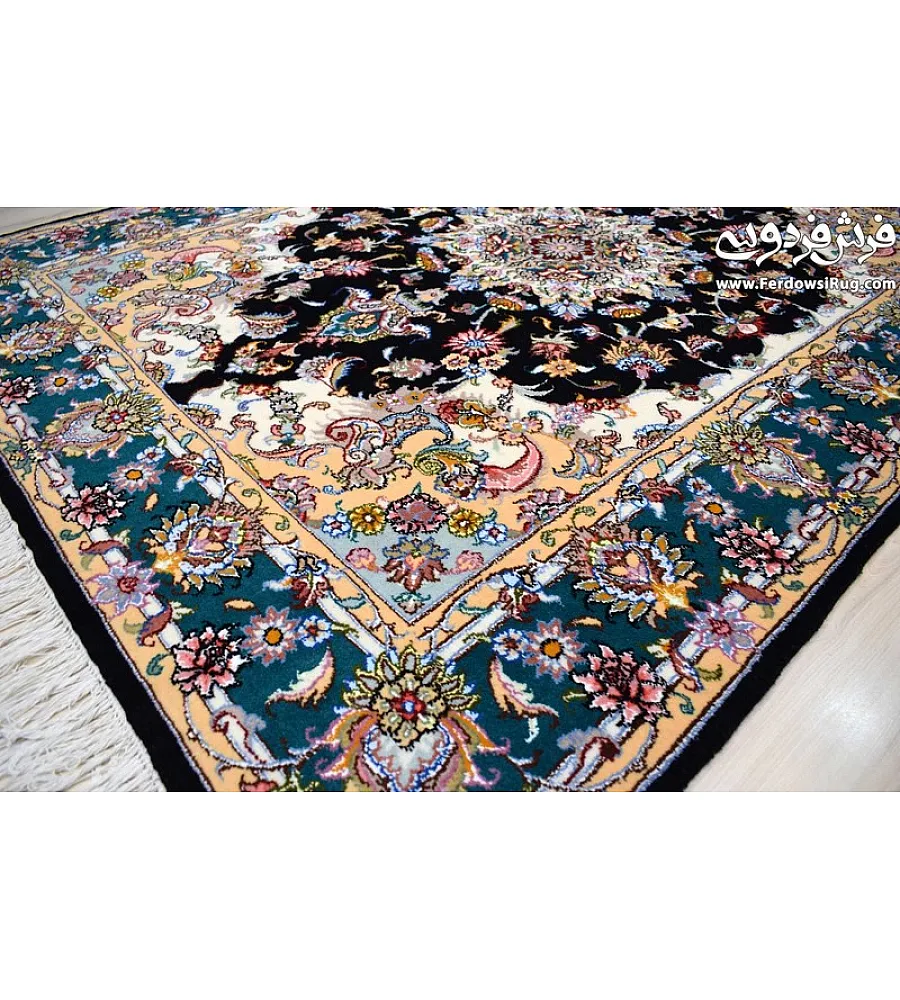 Handmade Tabriz rug, 3 meters, featuring intricate Salary design, crafted with premium materials for elegant home decor.