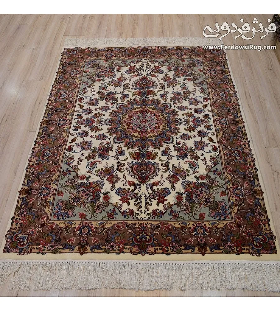 فرش دستباف قالیچه 3 متری طرح خطیبی با نقش و نگار سنتی ایرانی مناسب برای دکوراسیون کلاسیک ساخت خراسان