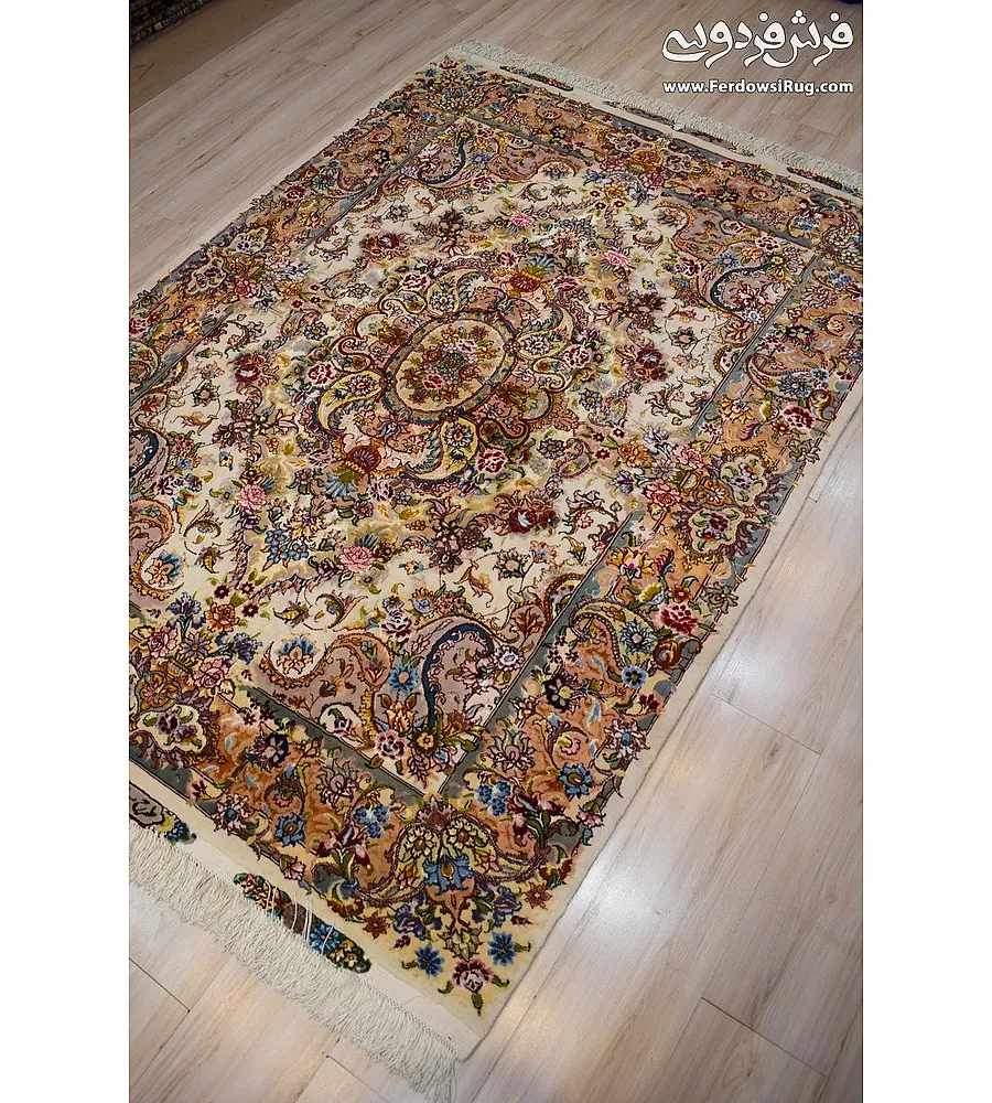 Handwoven 3-meter carpet with intricate Salar design, crafted in Mashhad weaving tradition, ideal for elegant home decor.