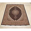 Handwoven 3-meter Tabriz rug with Kamal-ol-Molk design, navy blue color, intricate Persian patterns, premium wool quality.