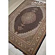 Handwoven 3-meter Tabriz rug with Kamal-ol-Molk design, navy blue color, intricate Persian patterns, premium wool quality.