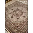 Handwoven cream carpet rug 2x2 meters, fine fish design, Tabriz weave, elegant and durable decor for living room or office.