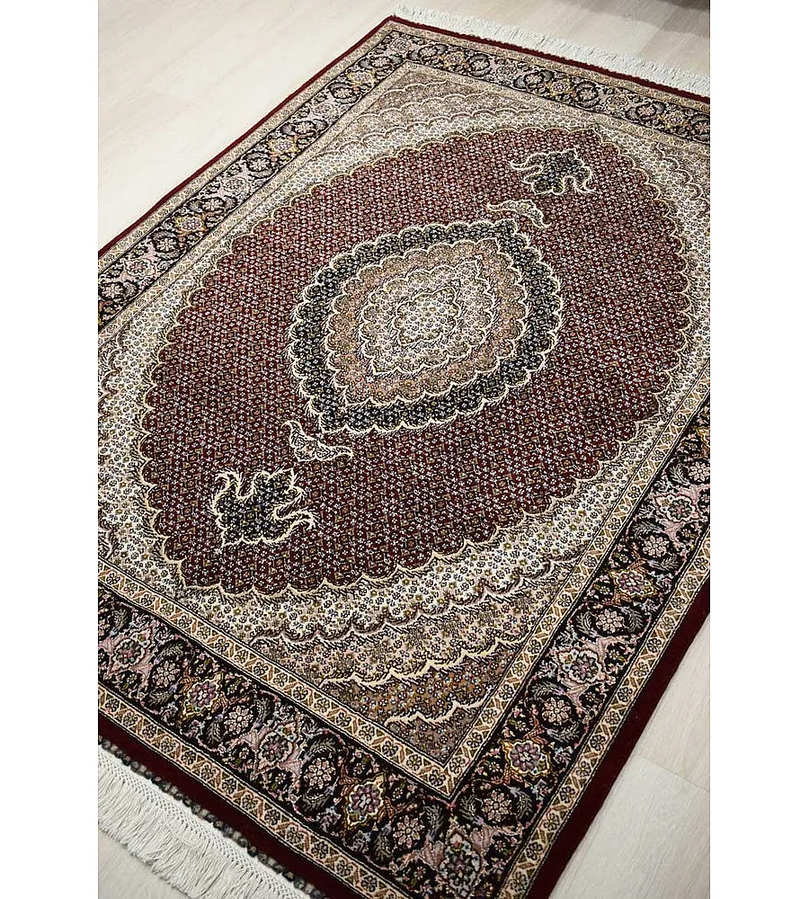 Handmade Tabriz rug, 3 meters, featuring Rizmahi Kamalolmolk design, crafted with intricate patterns and premium quality.
